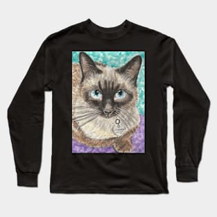 Sadie Bear Siamese  cat watercolor painting Long Sleeve T-Shirt